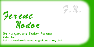 ferenc modor business card